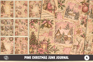 Pink Christmas Junk Journal Pages