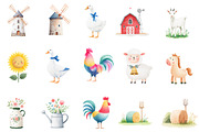 Watercolor cute farm clipart, an Illustration by Designworld (Thumbnail 2 of 5)