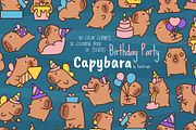 Cute Kawaii Capybara Birthday, an Animal Illustration by Palau (Thumbnail 1 of 12)