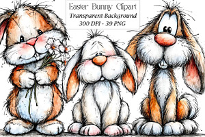 Watercolor Easter Bunny Clipart Bund, a Texture Illustration by DreamPrint404