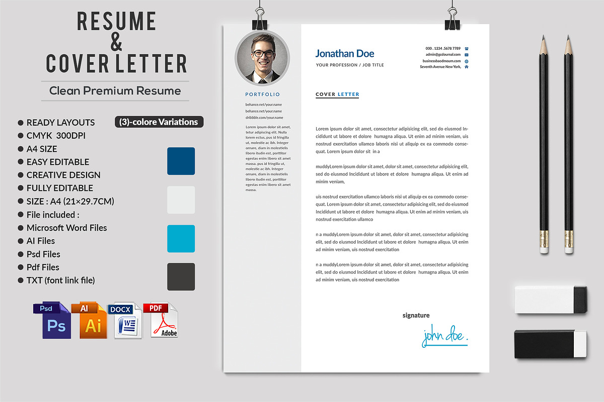 Simple CV Resume Set, a Resume Template by graphicforest (Photo 3 of 8)