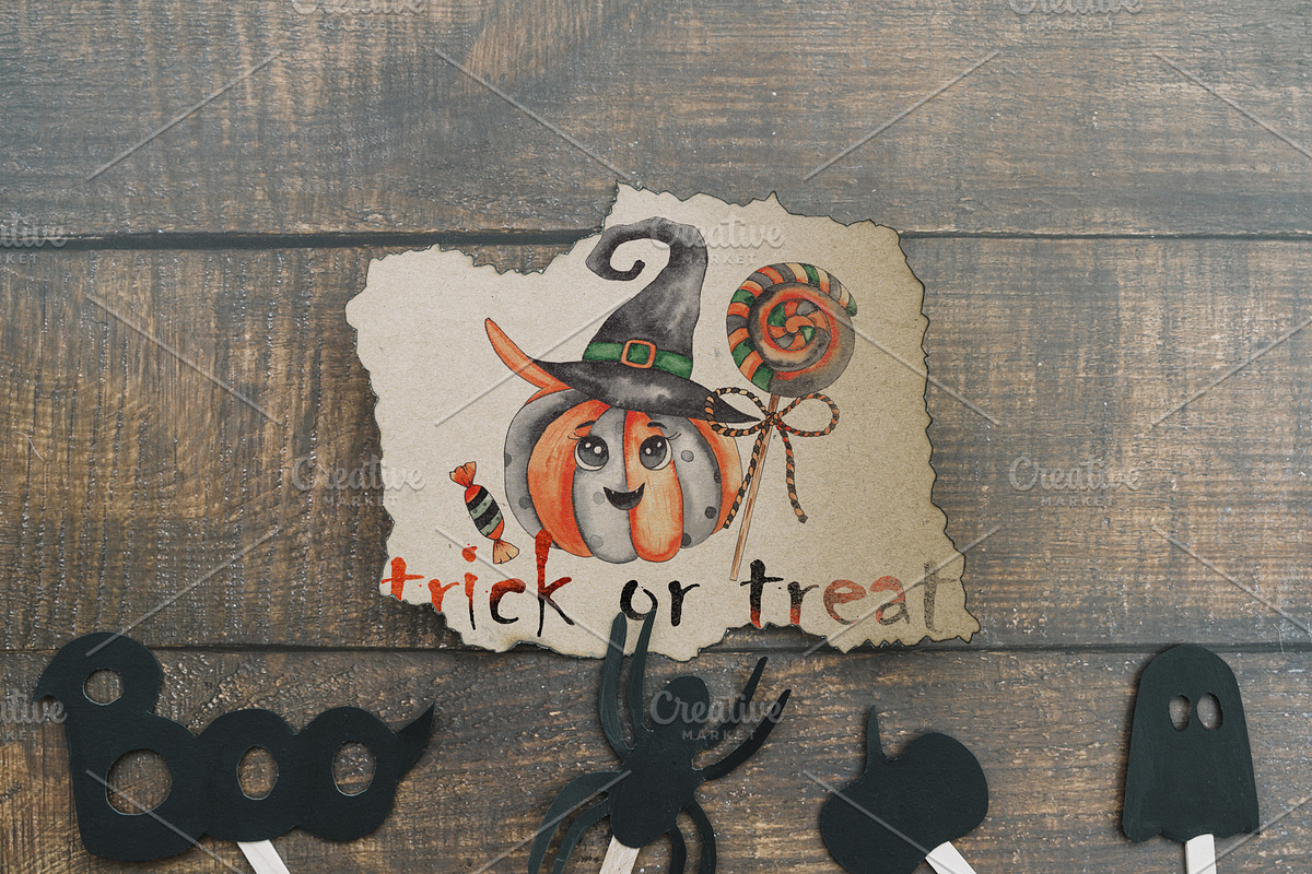 Halloween party. Watercolor set, an Object Graphic by Ana-Sakuta (Photo 3 of 14)