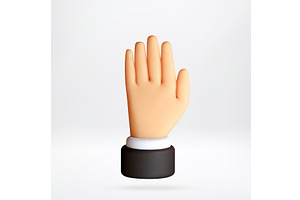 3D human hand showing open palm, an Object Illustration by Abscent