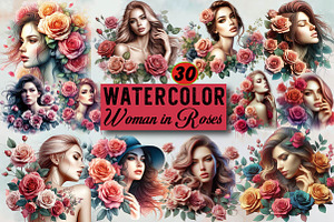 Woman in Roses PNG  Sublimation Clip, an Illustration by SVGArt
