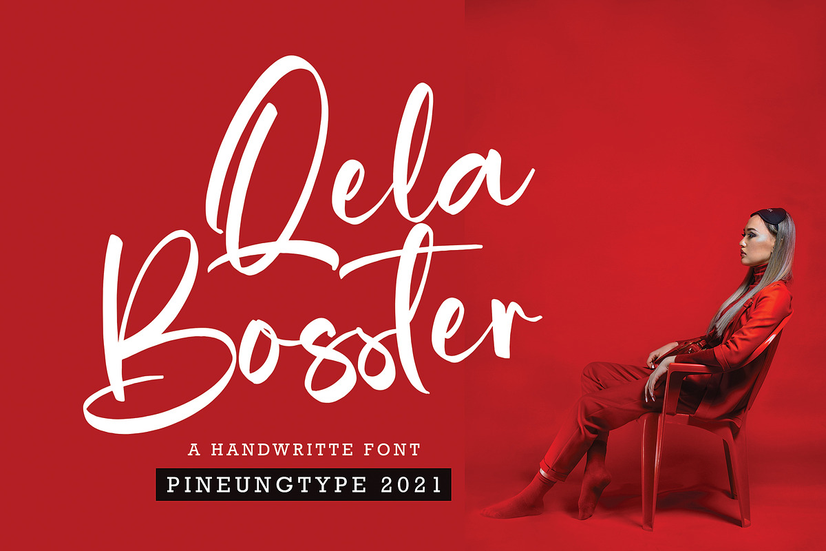 Qela Bosster, a Script Font by pineungtype (Photo 1 of 13)