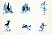Watercolor Winter Clipart Collection, an Illustration by DreamCafeArt (Thumbnail 2 of 6)