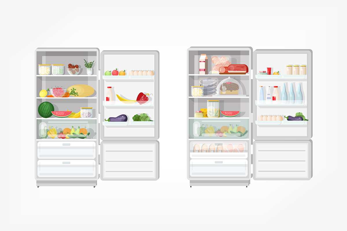 Fridge with food and empty, a Food Illustration by Good Studio (Photo 2 of 5)