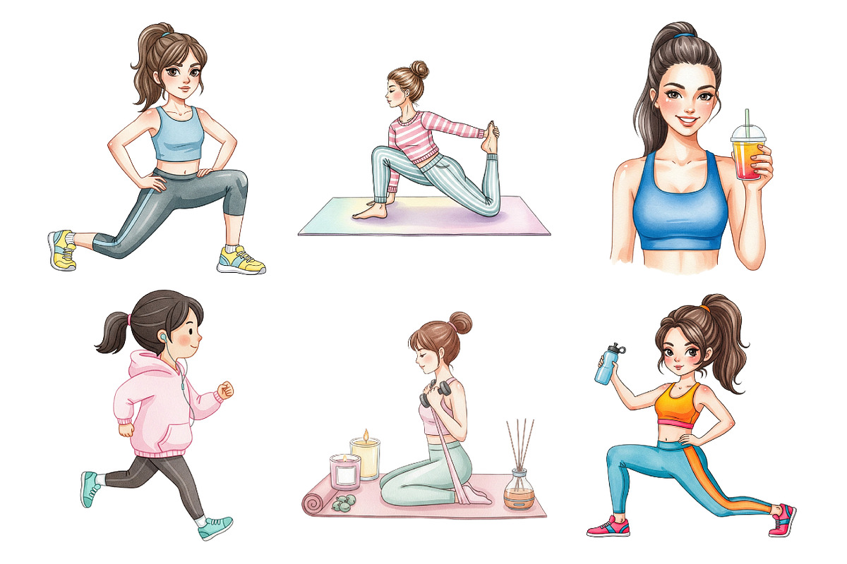 Exercises Fashion Girl Clipart, an Illustration by Daily.Designs (Photo 2 of 5)