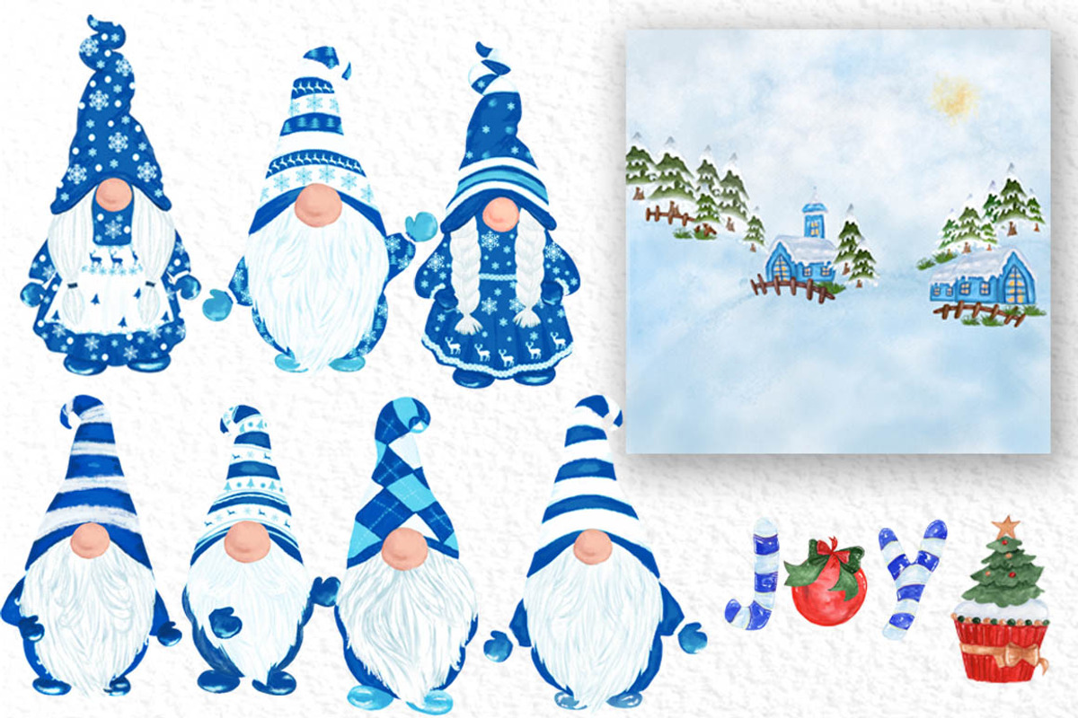 Gnomes Clipart Christmas clipart, an Illustration by vivastarkids (Photo 2 of 6)