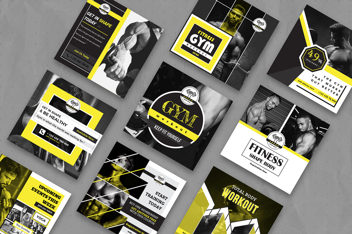 Fitness & GYM Instagram Pack, a Social Media Template by ZAAS (Photo 5 of 6)