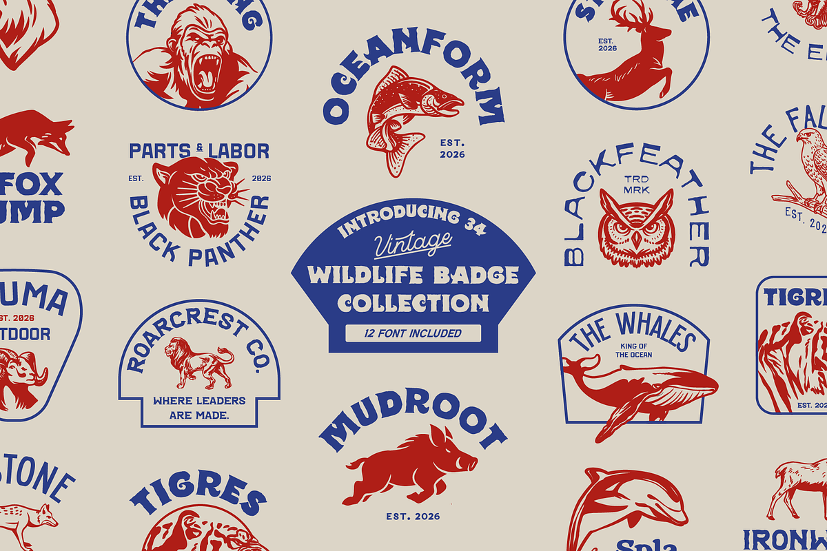 Wildlife Badge Collection, an Animal Illustration by Skilline Supply Co. (Photo 1 of 13)