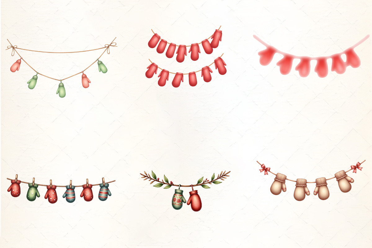 Holiday Mittens Garland Clipar, an Illustration by CrexoraLab (Photo 5 of 5)