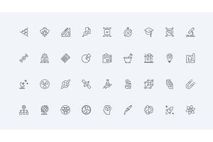 Science biotechnology physics icons, an Illustration by Lemberg Vector