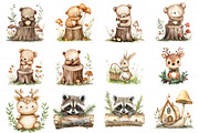 Cute Woodland Animal Clipart, an Illustration by Watercolor design (Thumbnail 2 of 9)