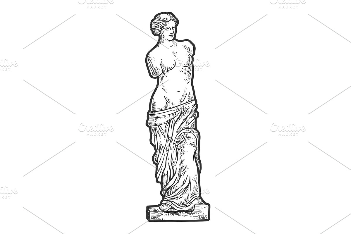 Venus de Milo sketch engraving, a Decorative Illustration by AlexArt