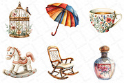 Watercolor Vintage Whimsy Clipart Bu, an Illustration by DreamPrint404 (Thumbnail 5 of 6)