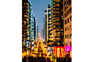 Illuminated Skyscrapers In Downtown