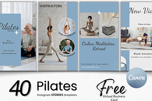 40 PILATES Stories Templates Canva