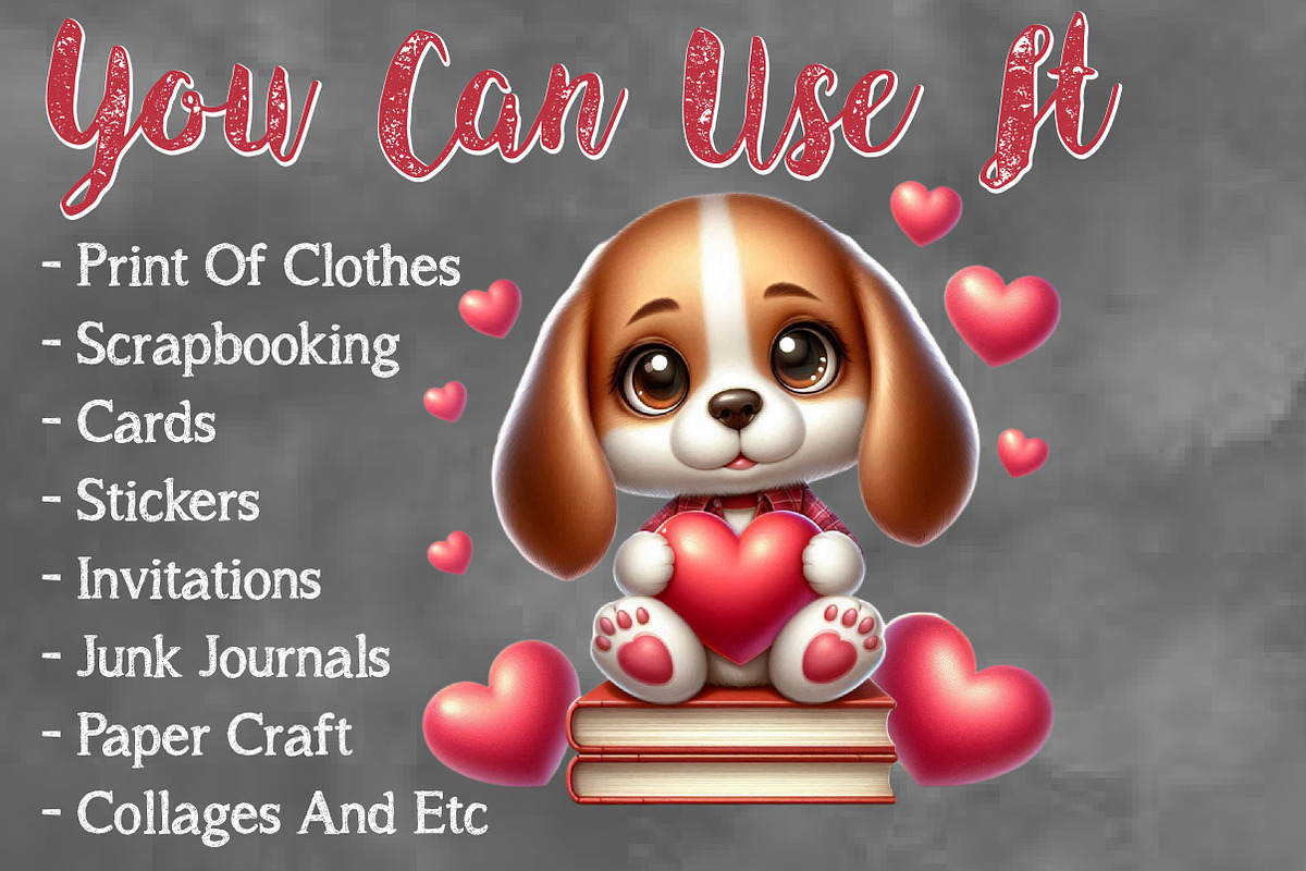 Valentine Cute Puppy Clipart Bundle, a Seasonal Illustration by Craft Nest (Photo 5 of 5)