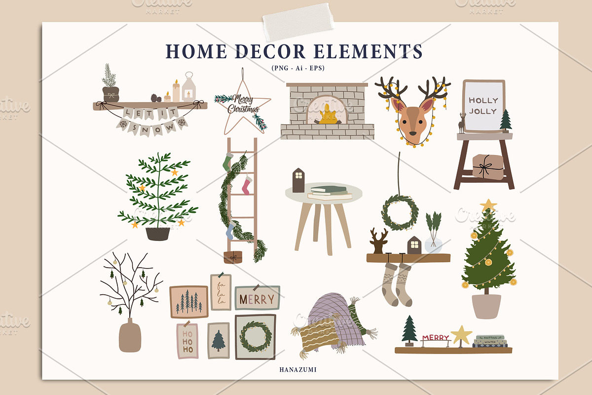Christmas Winter Decoration, a Decorative Illustration by Hanazumi (Photo 7 of 14)