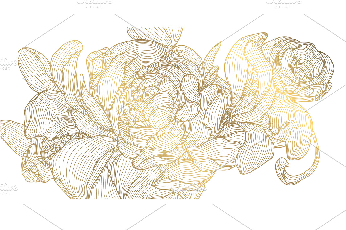 Flowers and Leaves Line Luxury Art, a Pattern Graphic by Marylia (Photo 2 of 27)