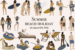 Beach activities & resting people