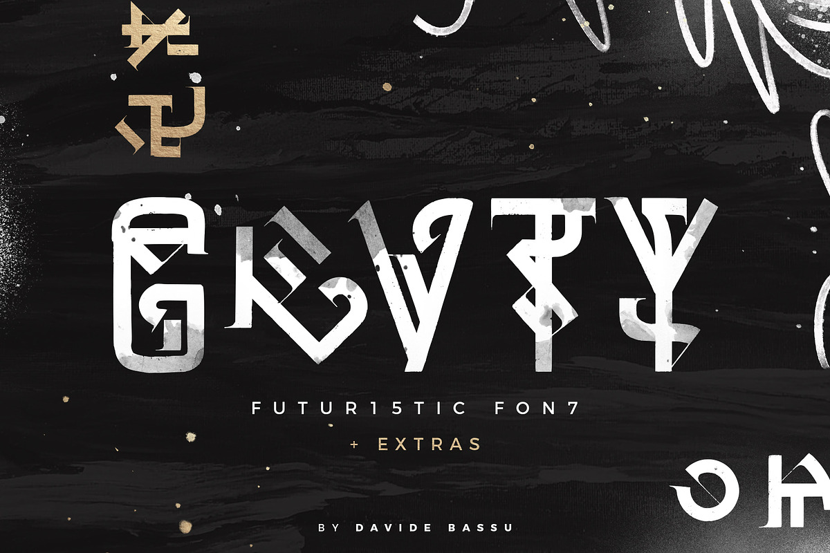 GRVTY | Futuristic font, a Blackletter Font by Davide Bassu (Photo 17 of 17)