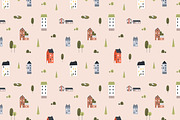 Scandinavian houses seamless pattern, a Pattern Graphic by Good Studio (Thumbnail 5 of 11)