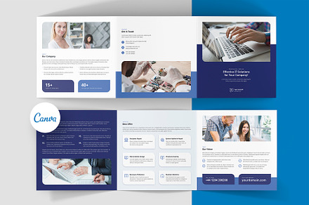 IT Service Brochure Trifold Square, a Brochure Template by artbart