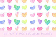 8 Watercolor Hearts, an Object Graphic by Katie Sinclair (Thumbnail 1 of 2)