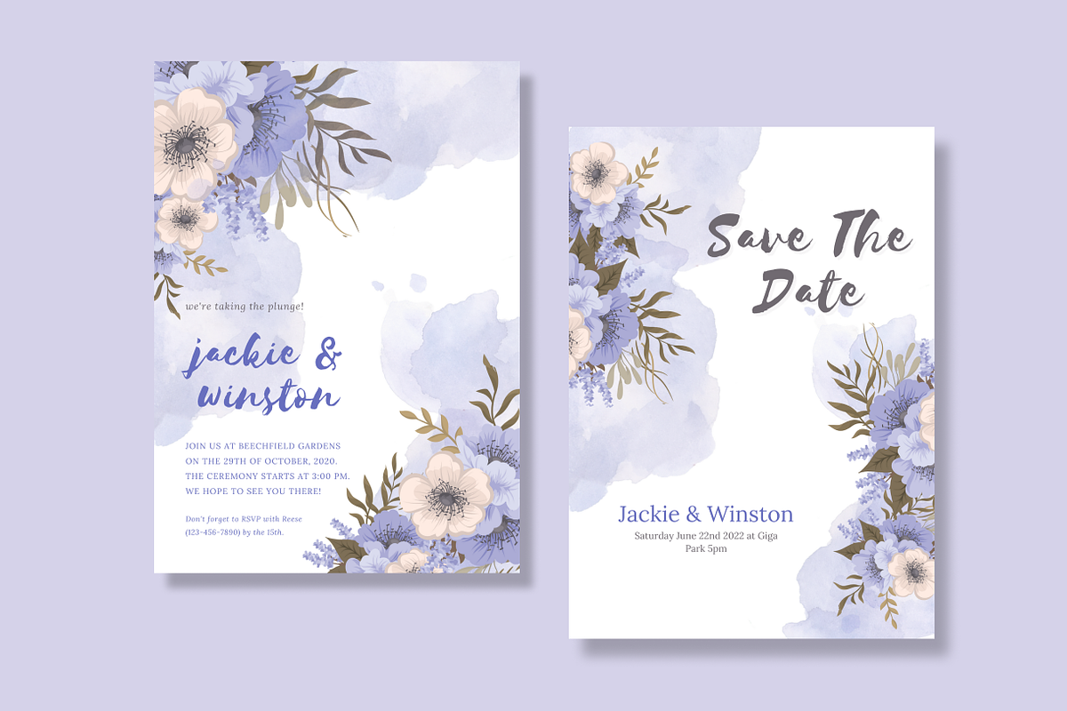 Purple Watercolor Invitation Card, an Invitation Template by Weddinginvitation by Fati (Photo 1 of 2)