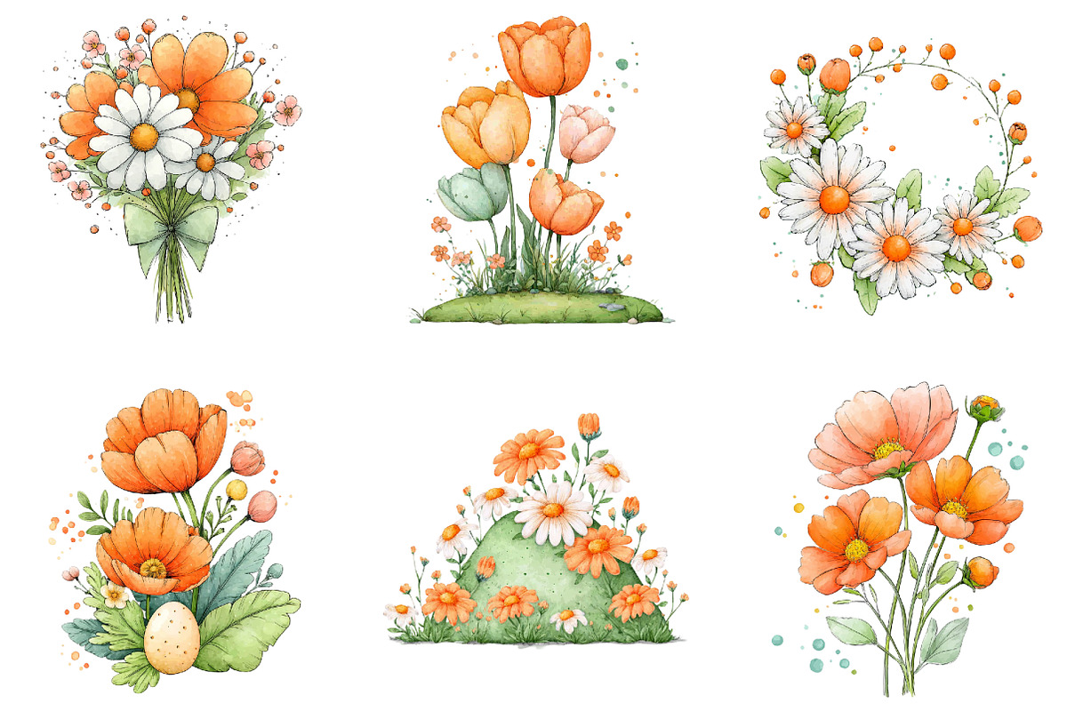 Whimsical Easter Flowers Clipart Png, an Illustration by Sublimation Artist (Photo 4 of 7)