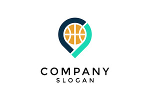 modern sleek pin location basketball, a Branding & Logo Template by Rasagama Studio