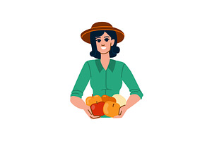 Farmer woman holding harvested, a Food Illustration by pikepicture