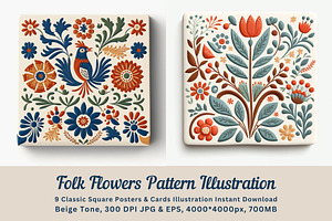 9 Folk Flower Pattern Illustration, a Decorative Illustration by ARTOZEN DIGITAL