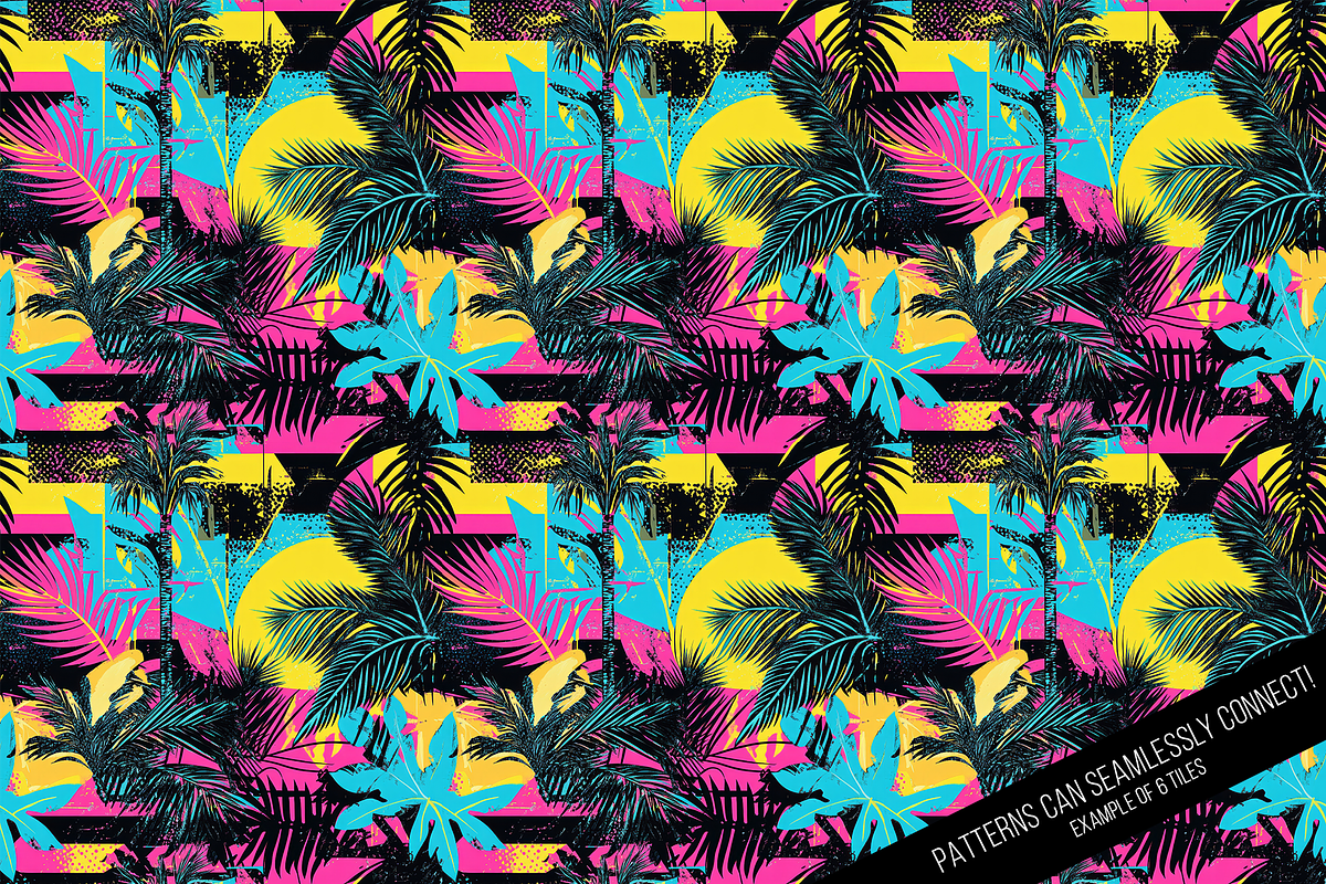 Tropical 80s Retrowave Digital Paper, a Pattern Graphic by Chromolume Studio (Photo 5 of 15)