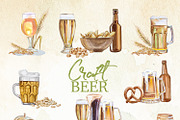 Hand Painted Craft Beer Clipart, a Food Illustration by ArtCreationsDesign (Thumbnail 2 of 9)