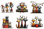 Quirky Christmas Cat Gang clipart, an Illustration by Libby Wishes (Thumbnail 5 of 9)