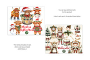 Christmas Highland Cows Clipart, a Seasonal Illustration by GlamArtZhanna (Thumbnail 2 of 6)