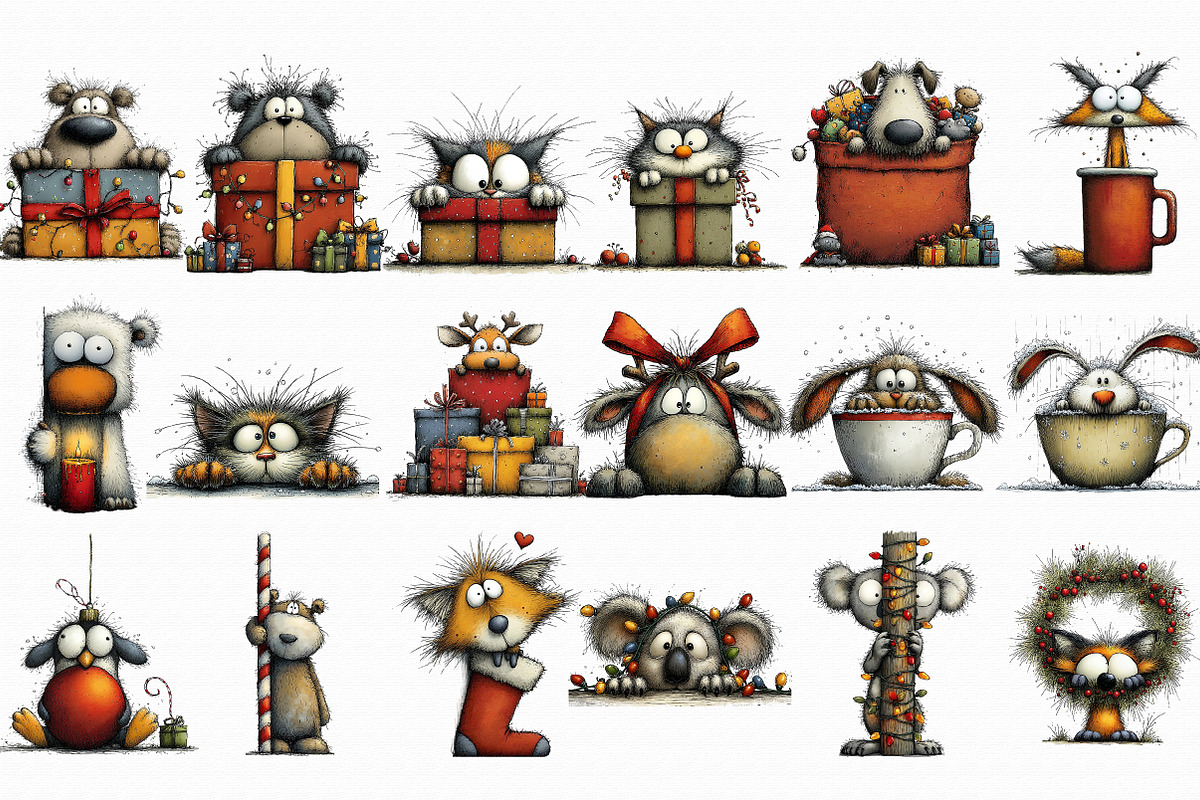 Peeking Christmas Animal Clipart, an Illustration by Libby Wishes (Photo 6 of 7)
