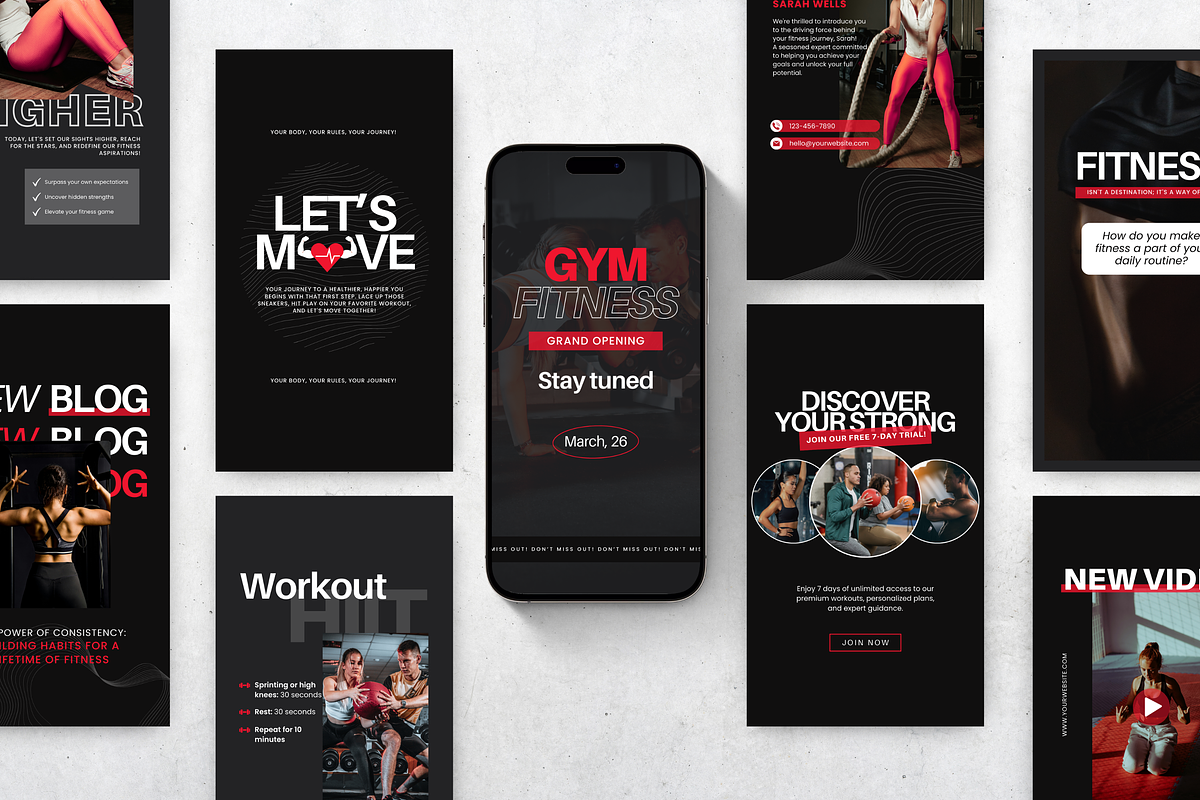 Fitness Coach Canva Template Bundle, a Social Media Template by DigiPax (Photo 4 of 15)