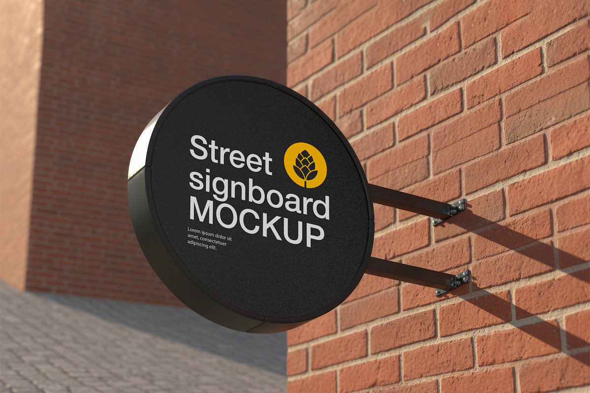 Street Circular Signboard Mockup, a Product Mockup by OneVectorStock (Photo 2 of 2)