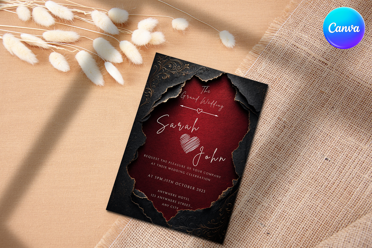 Red Torn Paper Wedding Invitation, an Invitation Template by InvitingStorys (Photo 4 of 12)