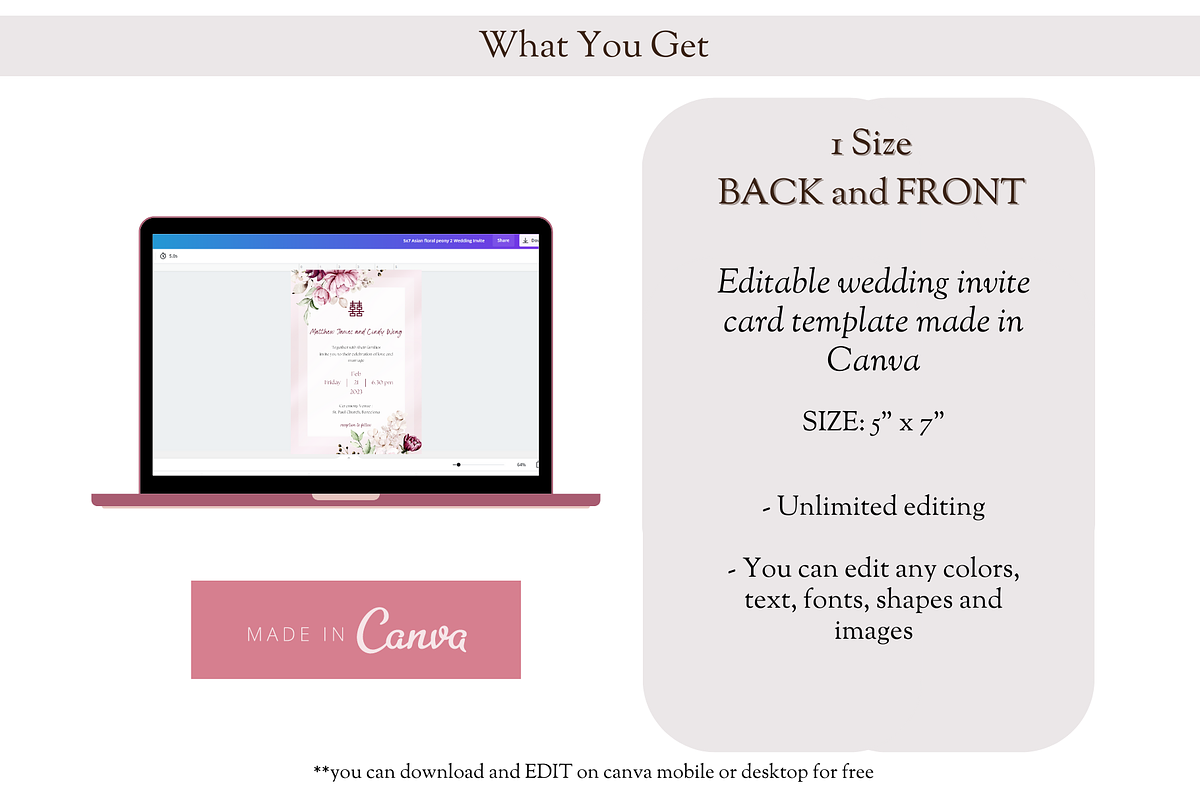 Asian Floral Wedding Invite - F7A, an Invitation Template by YeeqsWedding (Photo 3 of 4)