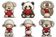 Watercolor Animals Valentine Clipart, an Illustration by Craft Nest (Thumbnail 3 of 9)