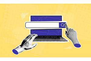 Laptop search collage. Website, a Technology Illustration by Stock-Smart-Start