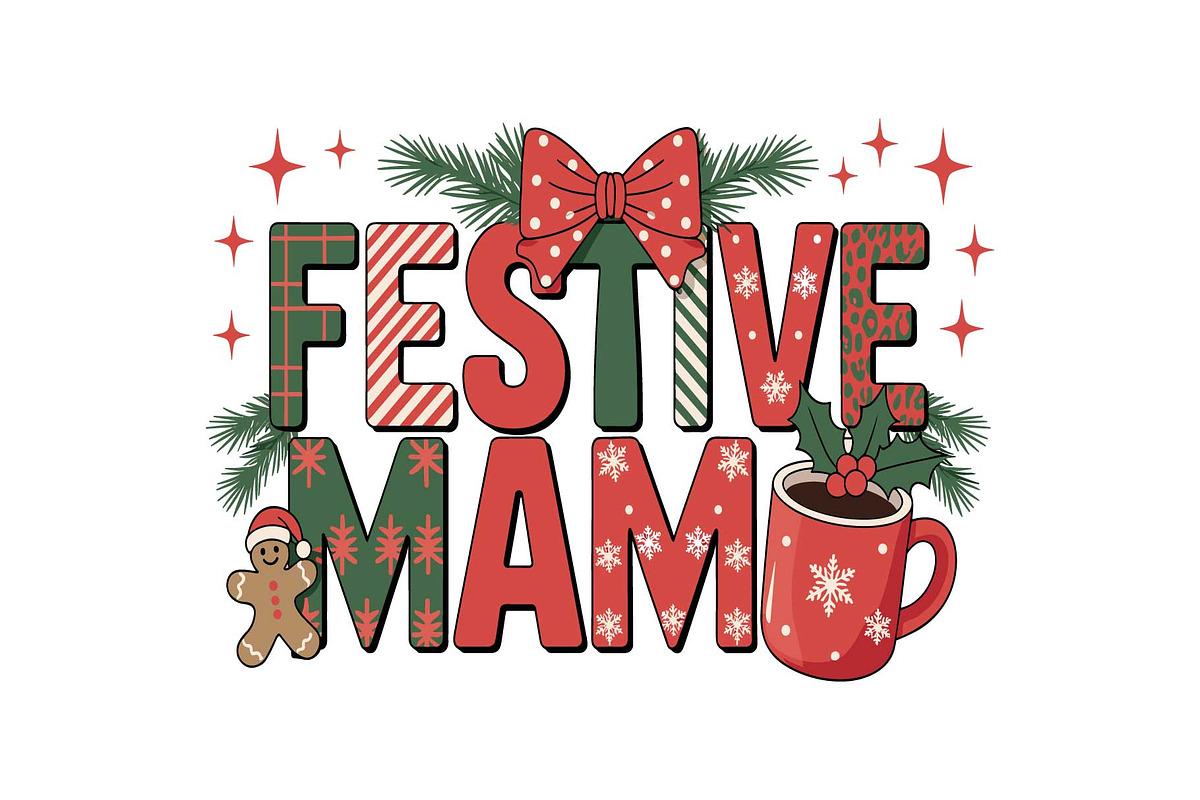 Holiday Vibes Mama Quote SVG Bundle, an Object Graphic by yasushie (Photo 7 of 13)