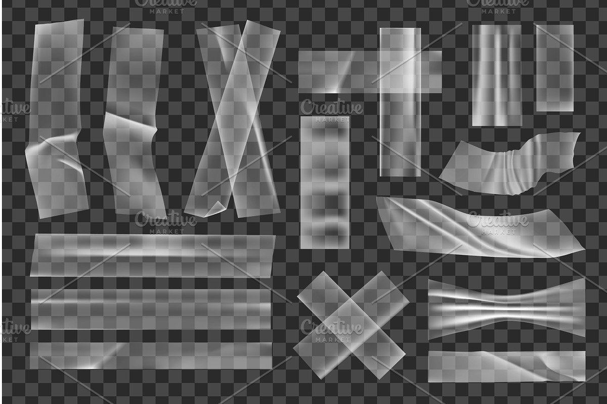 Transparent adhesive tape pieces, an Object Illustration by alexdndz