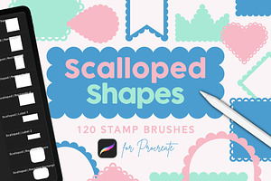 Scalloped Shapes Procreate Brush Set, a Brush Add-On by AngelfishCreative