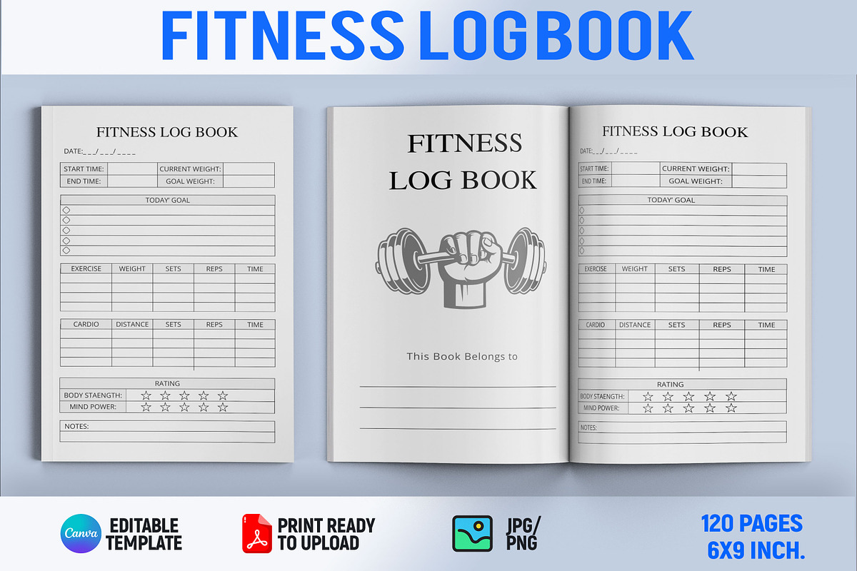 Fitness Log book, a Print Template by Book2bees (Photo 1 of 4)